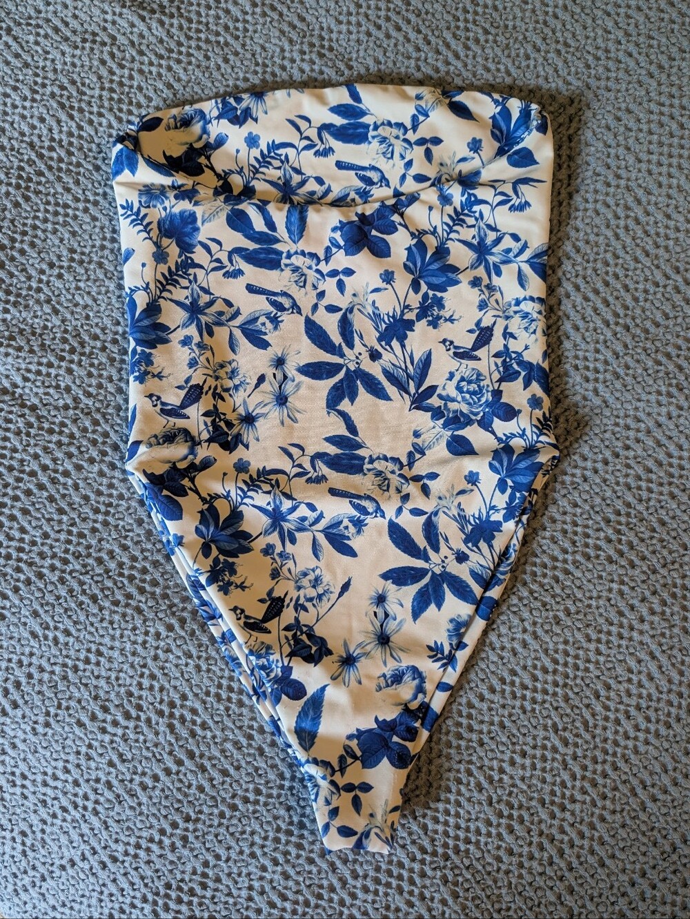 Skatie Amy One Piece Strapless Swimsuit Wisteria Floral Blue White Small - Picture 4 of 5